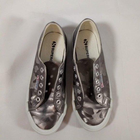 Superga silver metallic camo canvas sneaker S00DVF0 women's Size 6 - Picture 4 of 7